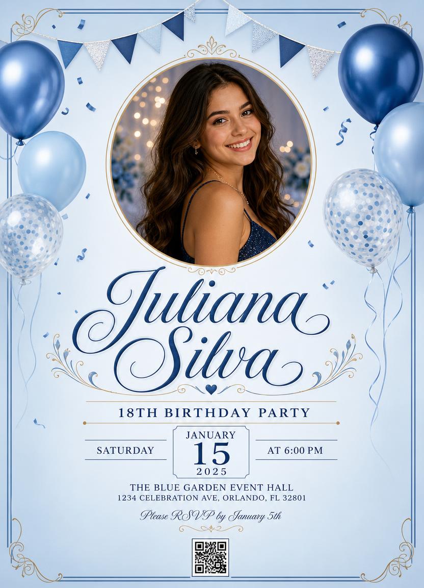 Birthday party invitation design generated by GateFlow
